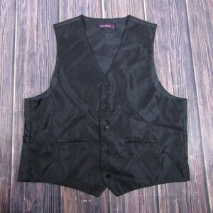 Giorgio Bissoni Vest Mens XL Black Geometric 3 Piece Suit Waistcoat Formal